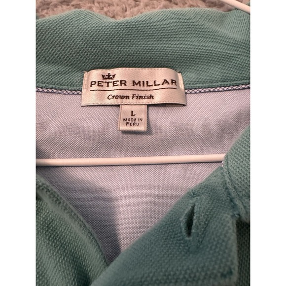 PETER MILLAR CROWN FINISH SHORT SLEEVE POLO SHIRT GREEN MENS LARGE - Picture 2 of 6